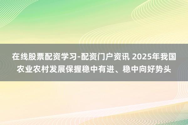 在线股票配资学习-配资门户资讯 2025年我国农业农村发展保握稳中有进、稳中向好势头
