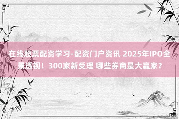 在线股票配资学习-配资门户资讯 2025年IPO全景透视！300家新受理 哪些券商是大赢家？