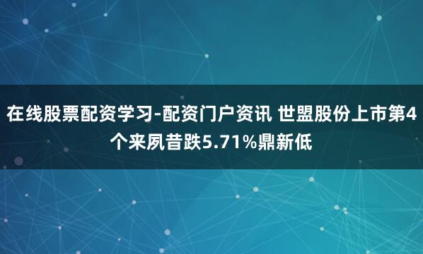 在线股票配资学习-配资门户资讯 世盟股份上市第4个来夙昔跌5.71%鼎新低