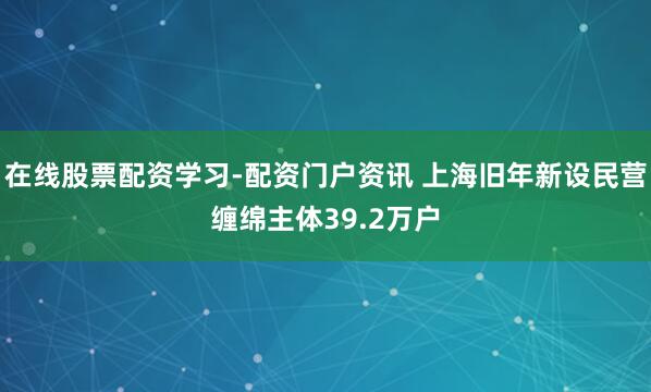 在线股票配资学习-配资门户资讯 上海旧年新设民营缠绵主体39.2万户
